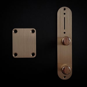 Telecaster Control Plate, Knobs and Neck Plate for Fender - Brushed Gold Brass - Hand-finished - Hudson Unique