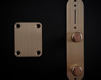 Made-to-Order - gebürstetes Gold - Steuerplatte, Halsplatte und Drehknöpfe für Telecaster - Handgefertigt