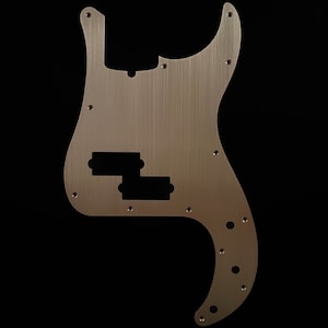 Made-To-Order - P-bass / Precision Bass 13-hole 4-String Pickguard Scratchplate for Fender - Brushed Gold Brass - Hand-finished