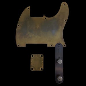 Made-to-Order - Antique & Anthracite Brass - Esquire Telecaster Pickguard Scratchplate Set for Fender - Hand-finished