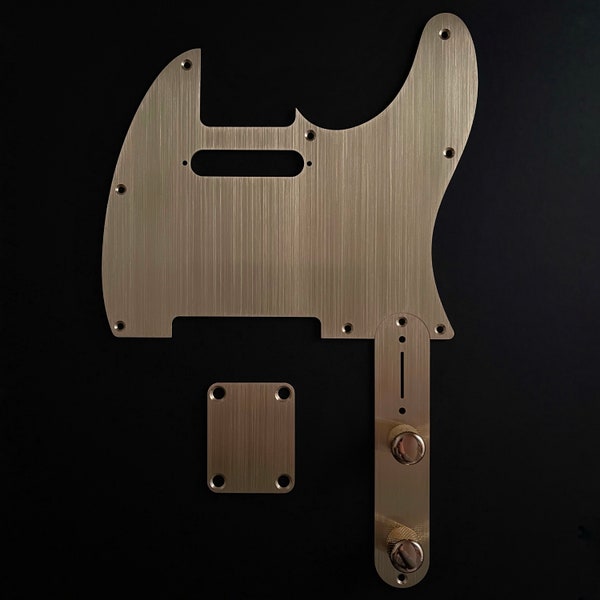 Telecaster 8-hole Pickguard Scratchplate Set for Fender - Brushed Gold Brass - Hand-finished - Hudson Unique