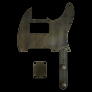 Made-to-Order - Bronzed Brass - 8-hole Humbucker Neck Telecaster Pickguard Scratchplate Set for Fender - Hand-finished
