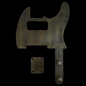 Made-to-Order - Bronzed Brass - 8-hole P90 Neck Telecaster Pickguard Scratchplate Set for Fender - Hand-finished