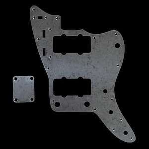 Made-to-Order - Jazzmaster 62 Pickguard Scratchplate for Fender - Mottled Aluminium - Hand-finished