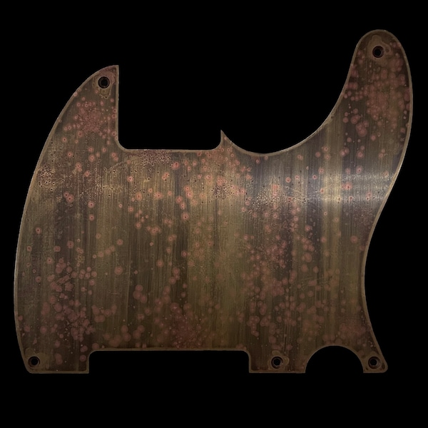 Made-to-Order - Esquire 5-hole Telecaster Pickguard Scratchplate for Fender - Relic Gold Brass - Hand-finished