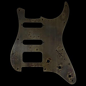 Made-to-Order - Bronzed Brass - 11-hole HSS UNCOVERED Humbucker Stratocaster Pickguard Scratchplate for Fender - Hand-finished