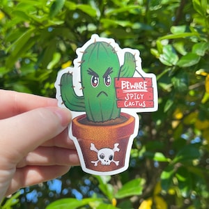 Sticker cactus épicé pour plante en pot I résistant à l'eau I indéchirable