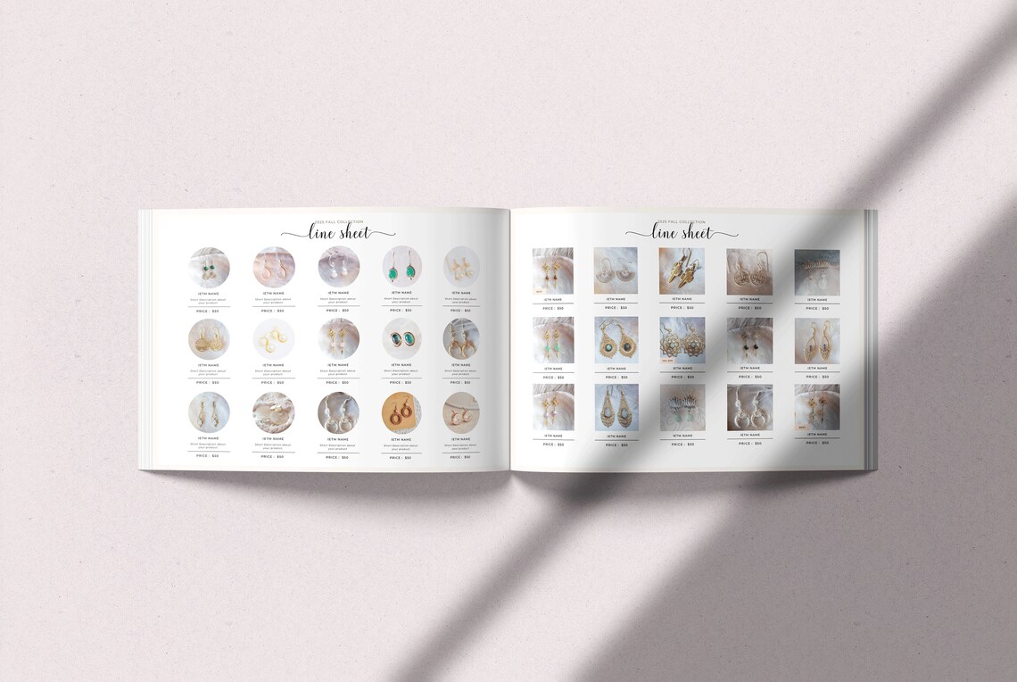 Line Sheet Template for Jewelry Horizontal Canva Landscape Etsy