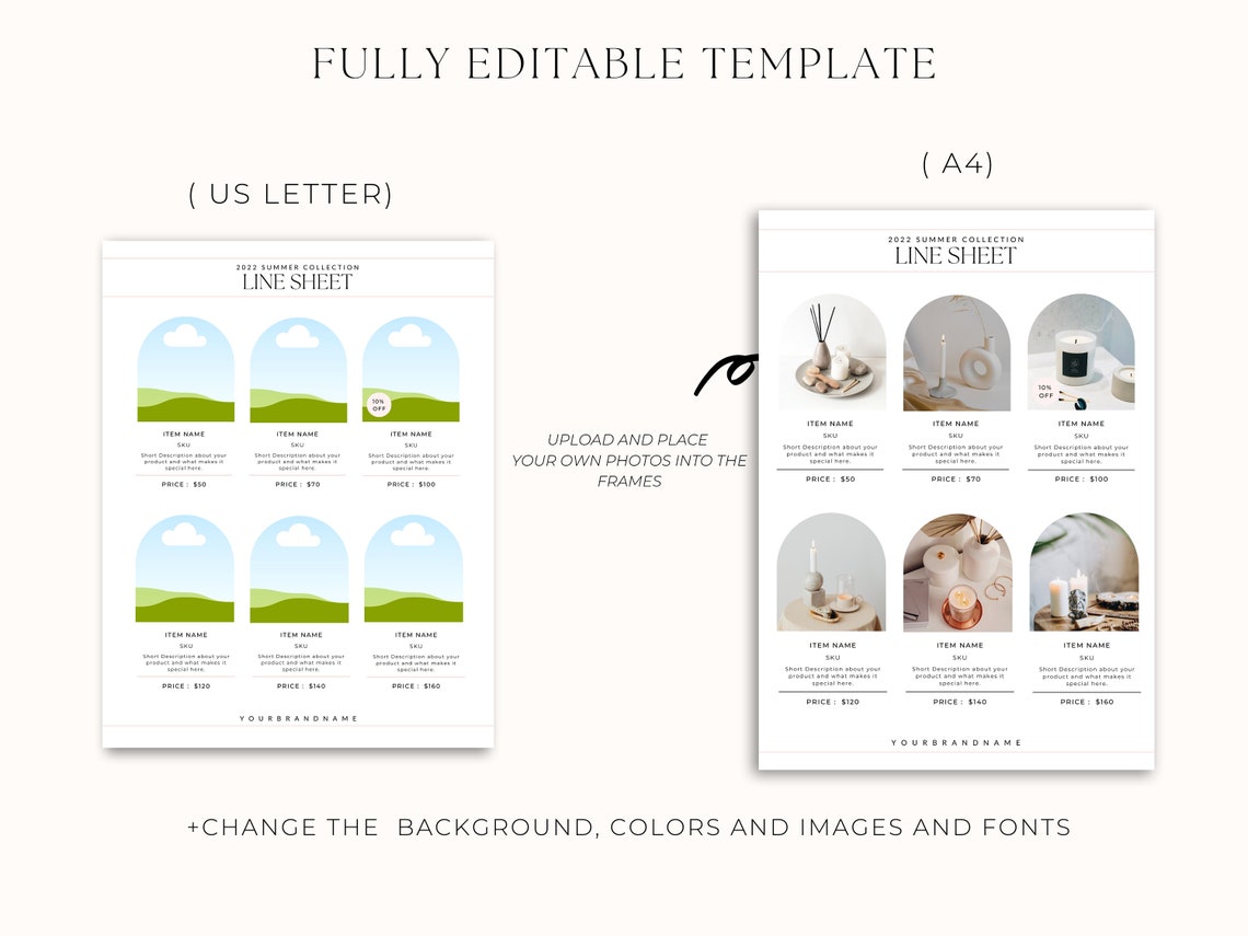 Wholesale Line Sheet Catalog Canva Template Editable Product - Etsy