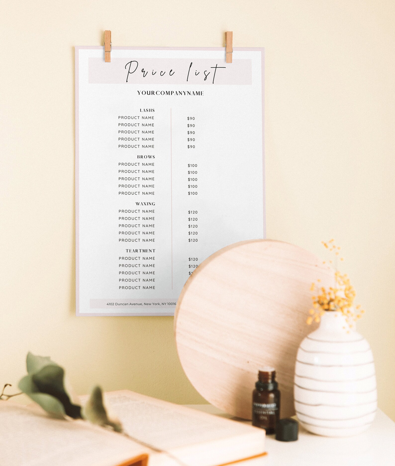 CANVA Price list template Simple pink editable Price | Etsy
