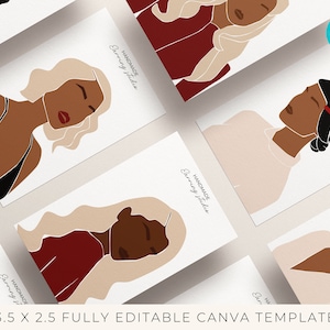 Custom Earring display card Canva template | Earring Tag | Jewelry Display | Girl Portraits | Female Illustration