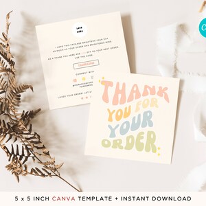 Groovy Thank You Card Business Template Canva Editable - Etsy