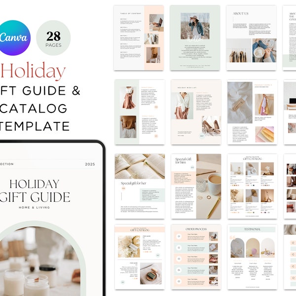 Holiday Gift Guide Template for Canva | Editable Wholesale Product Catalog | Line sheet Ebook | Pricing Guide | Price list