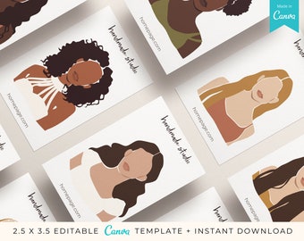 Earring display card template | Canva Editable | Jewelry Display | Girl Portraits | Female Illustration