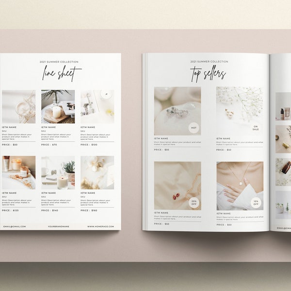 Editable Line sheet template wholesale bundle | CANVA template | Price list | Jewelry Catalog | Sales Sheet