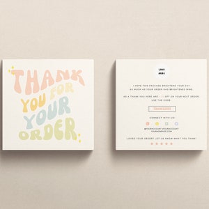 Groovy Thank You Card Business Template Canva Editable - Etsy