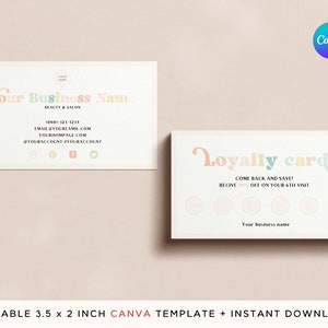 Pastel Loyalty Card Canva Template Editable Retro Business - Etsy