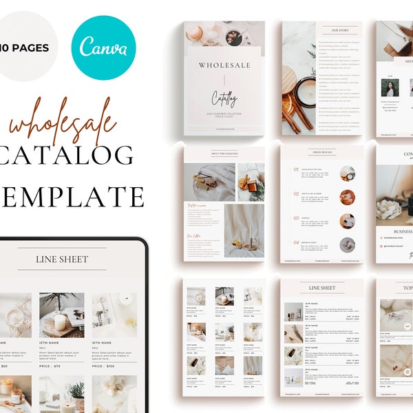 Editable Wholesale Line Sheet Template Canva | Wholesale Catalog | Pricing Ebook Template | INSTANT DOWNLOAD