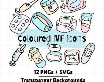 IVF-medische pictogrammen, gekleurde vruchtbaarheidsclipart, png-bestand (png)