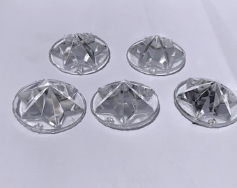 set of 5, 6cm(2") height, Chandelier VINTAGE GLASS star Drops, Oval Icicles, Prisms, Droplets, Christmas ornament, Wedding Decoration