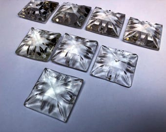 set of 12, 50mm, 2" square Chandelier VINTAGE GLASS Drops, square Prisms, Droplets, Christmas ornament, Wedding Decoration, Crafts