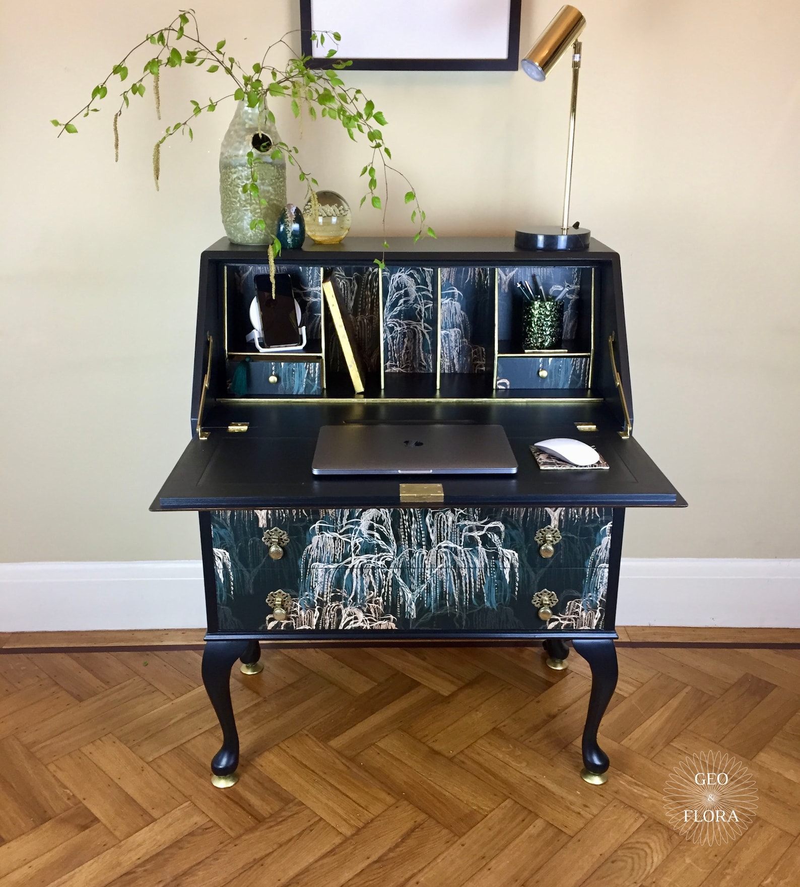 Vintage Antique Bureau Upcycled Writing Desk Table Refinished Etsy