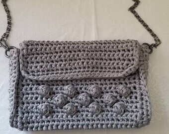 Bag, Unique Bag, Handmade Clutch,  Gray Bag,  Crocheted Bag, Shoulder Bag,  Sturdy Bag, Clutch, Casual Bag,