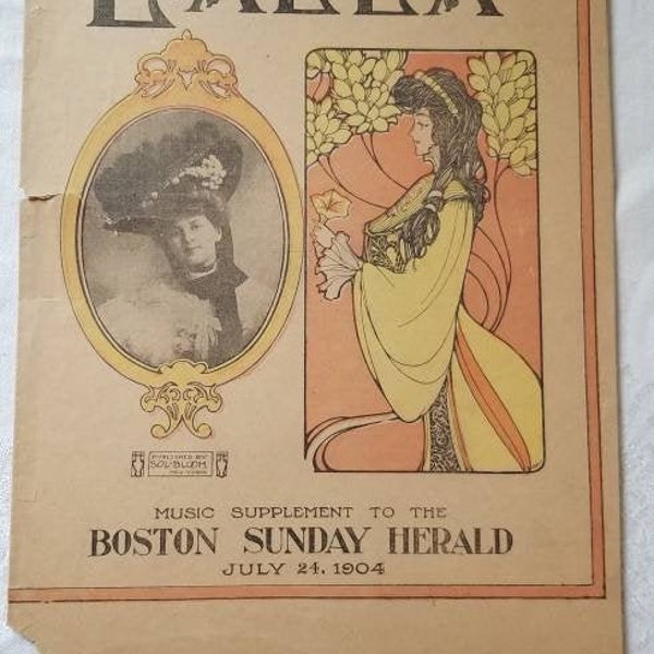 Boston Sunday Herald,  Newspaper,  1904, Lalla, Vintage, Collection , Sheet Music,  Supplement,  Sol Bloom, New York