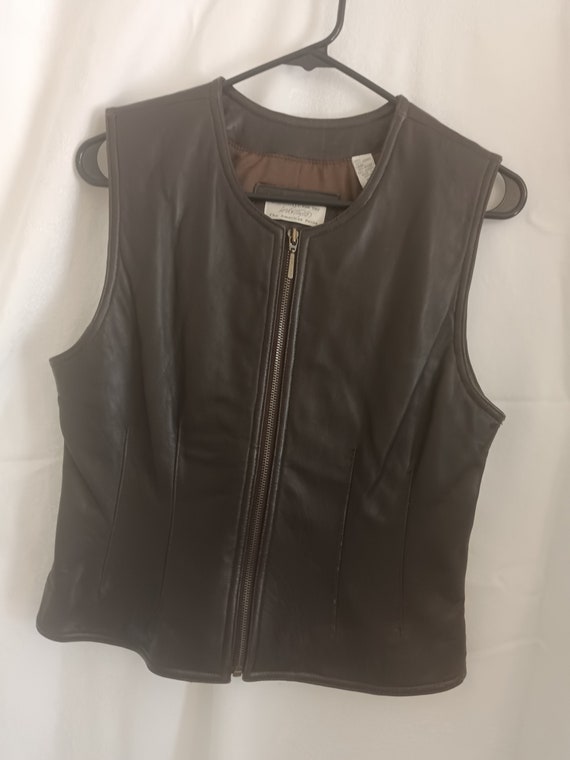 Vest, leather vest, designer vest, brown leather … - image 2