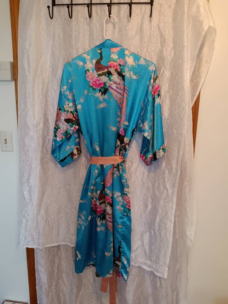 Lingerie, robe, peacock robe, women's accessories, junior accessories, vintage lingerie, kimono, peacock kimono, women's kimono, junior kimo image 5