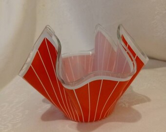 Vidrio vintage, decoraciones de mesa, Chance Glass, Inglaterra, accesorios de vidrio vintage, vidrio naranja, vidrio vintage naranja, cuenco de pañuelo