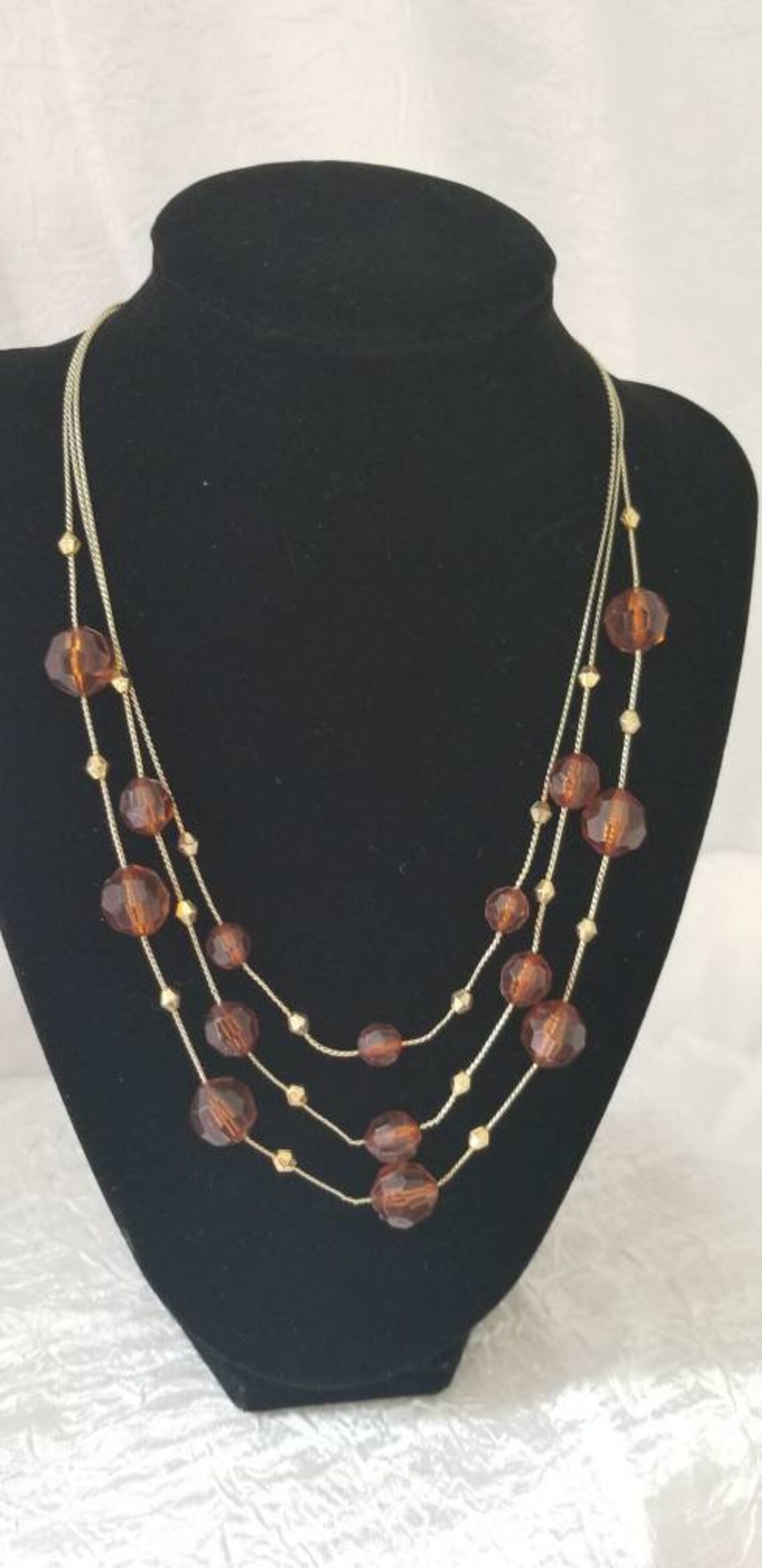 Necklace Costume Jewelry Beads Amber Colored Vintage Etsy