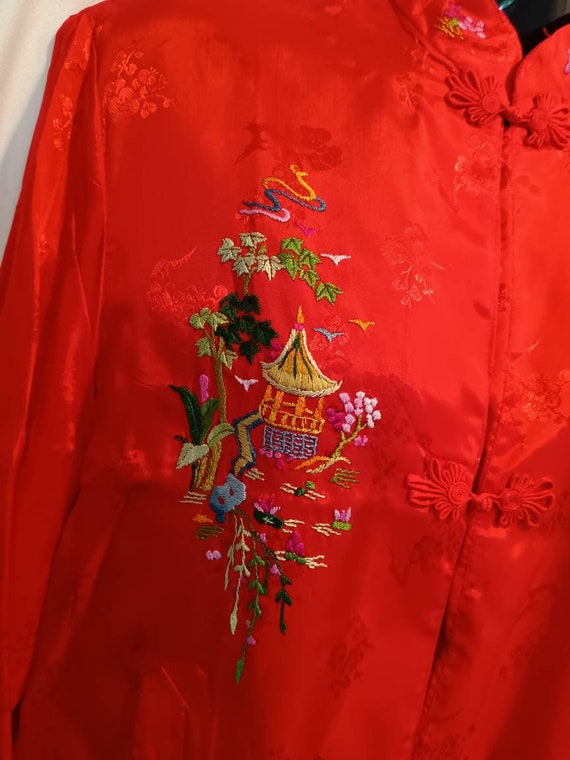 Robe, red robe, vintage robe, Asian robe, women's… - image 2