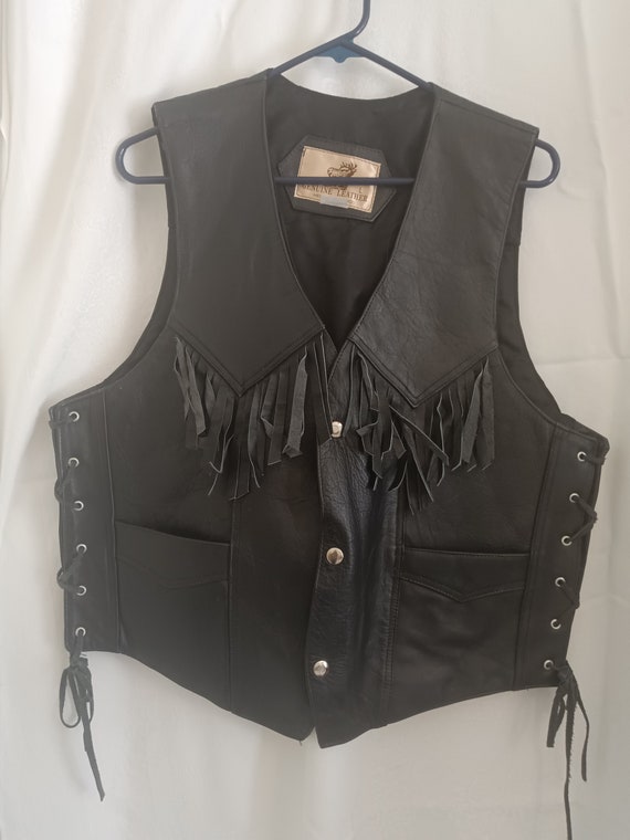 Vest, leather vest, designer vest, black leather … - image 1