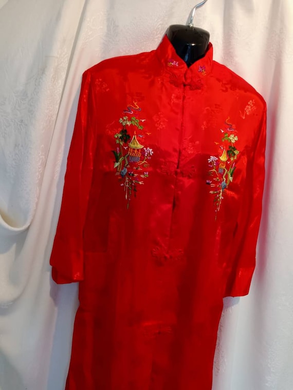 Robe, red robe, vintage robe, Asian robe, women's… - image 1