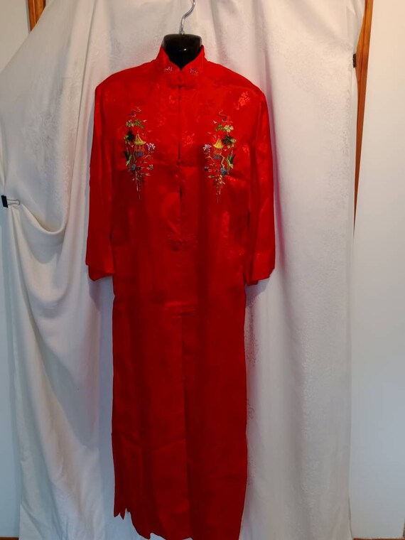 Robe, red robe, vintage robe, Asian robe, women's… - image 4