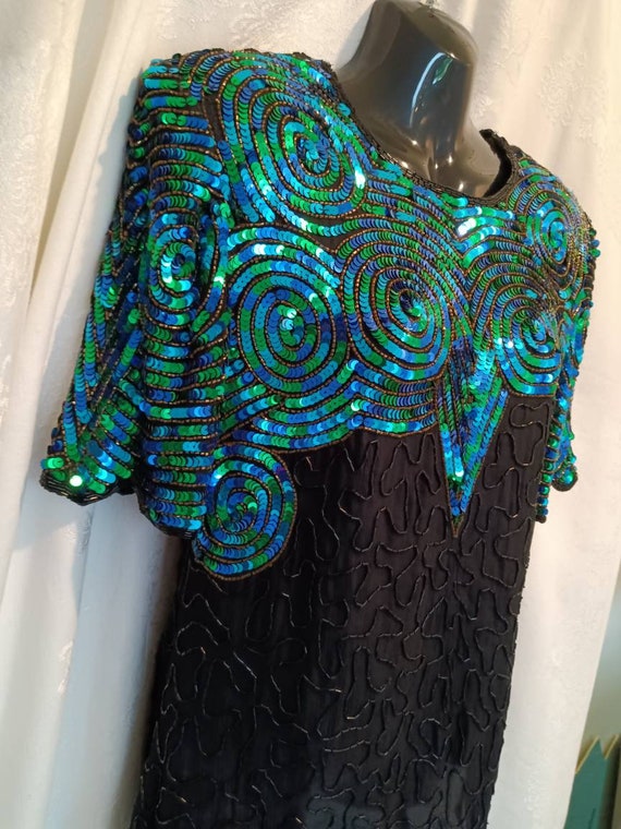 Evening blouse, beaded silk top, vintage evening … - image 1