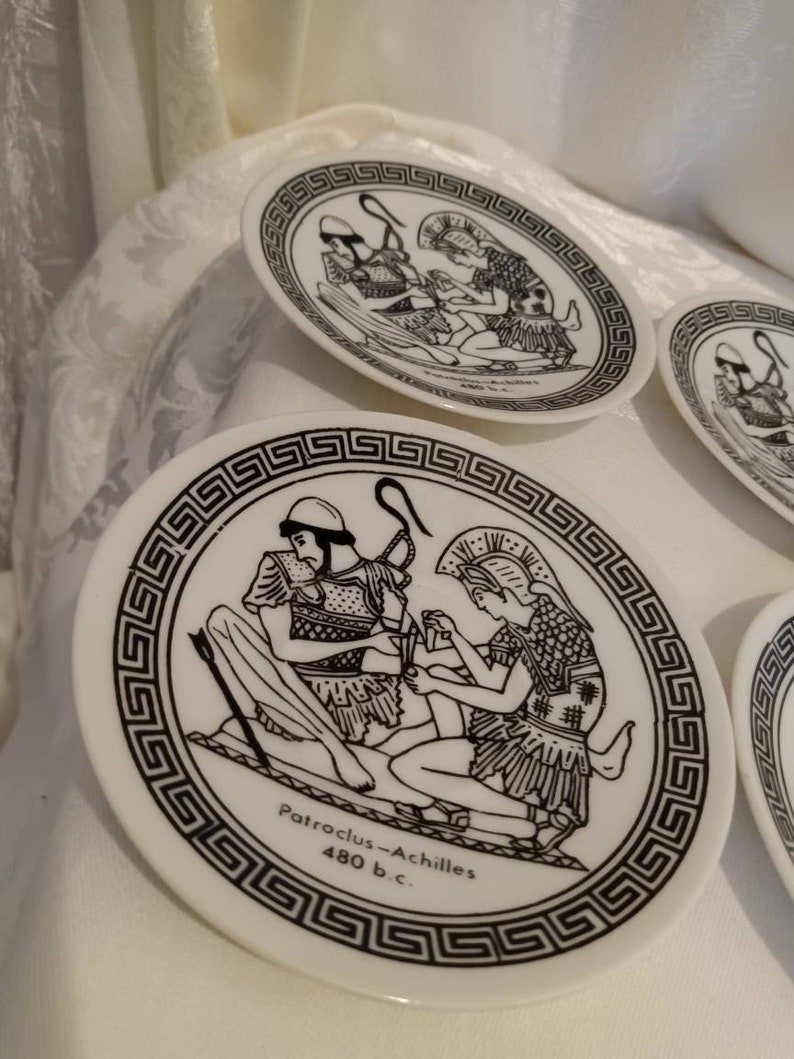 Plates, Vintage Plate, Desert Plate, Greek Plate, Greek Porcelain