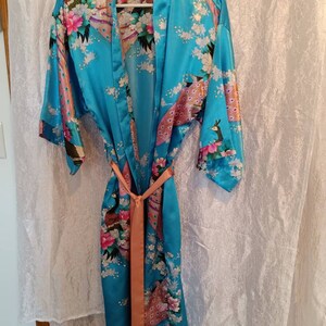 Lingerie, robe, peacock robe, women's accessories, junior accessories, vintage lingerie, kimono, peacock kimono, women's kimono, junior kimo image 8