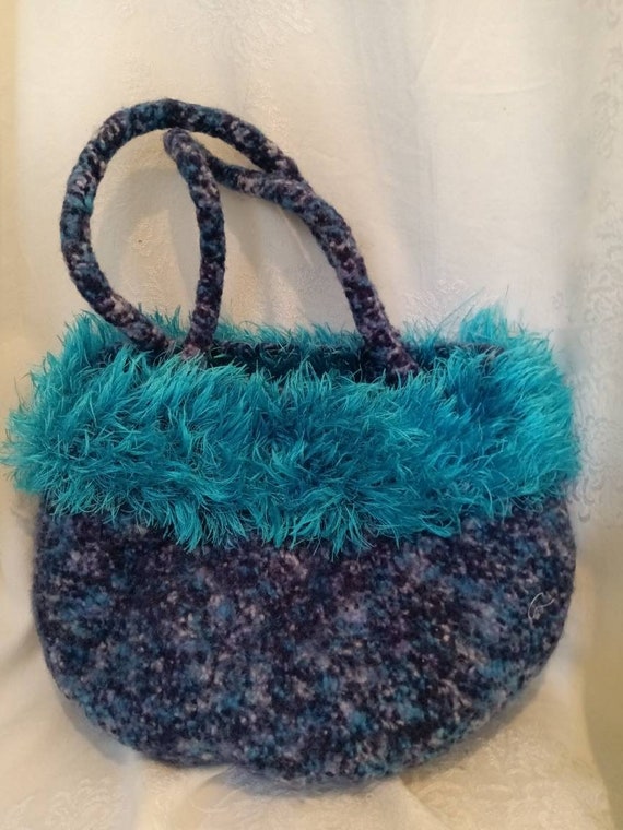 Handmade, purse,bag, vintage bag, handmade wool b… - image 1