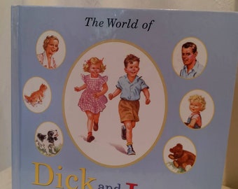 Libro, cuento vintage, libro clásico, libro infantil, Dick y Jane, el mundo de la polla y Jane, cuentos infantiles clásicos vintage de 1950