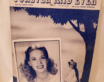 Sheet Music, Vintage Sheet Music, Dinah Shore, Collectables, Columbia Records,  Forever and Ever, Vintage Collectables,  Music