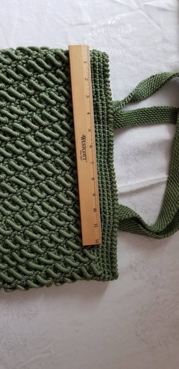 Handmade Handbag,  Vintage Bag,  Knit bag,  Green… - image 4