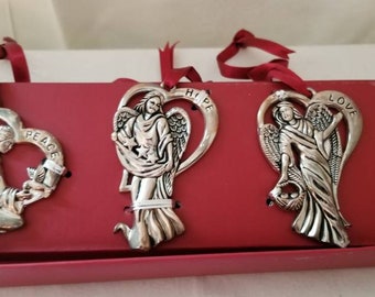 Ángulos chapados en plata gorham, decoraciones, ángulos, Navidad, vacaciones, decoraciones de ventanas, amor, esperanza n paz, ángulos vintage