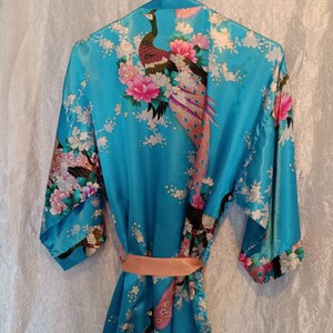 Lingerie, robe, peacock robe, women's accessories, junior accessories, vintage lingerie, kimono, peacock kimono, women's kimono, junior kimo image 2