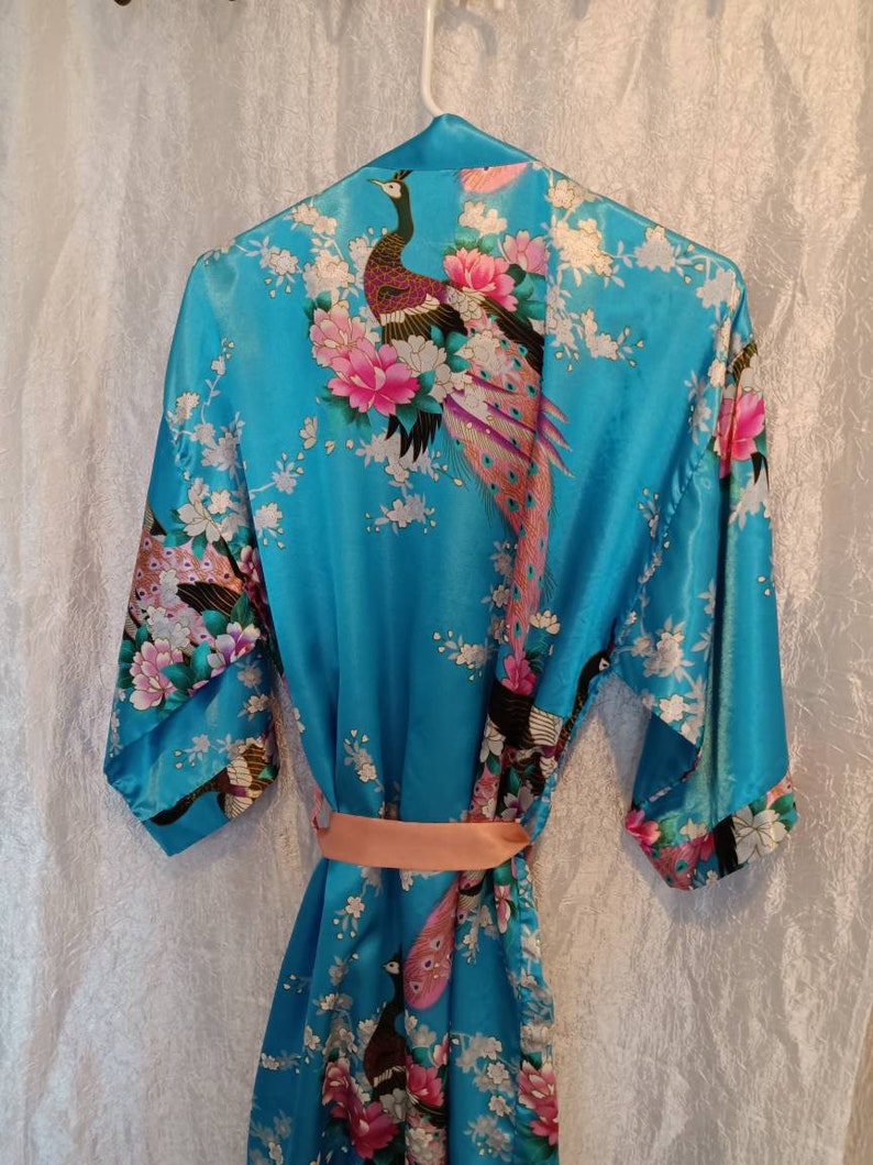 Lingerie, robe, peacock robe, women's accessories, junior accessories, vintage lingerie, kimono, peacock kimono, women's kimono, junior kimo image 2