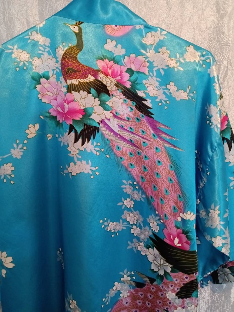 Lingerie, robe, peacock robe, women's accessories, junior accessories, vintage lingerie, kimono, peacock kimono, women's kimono, junior kimo image 1