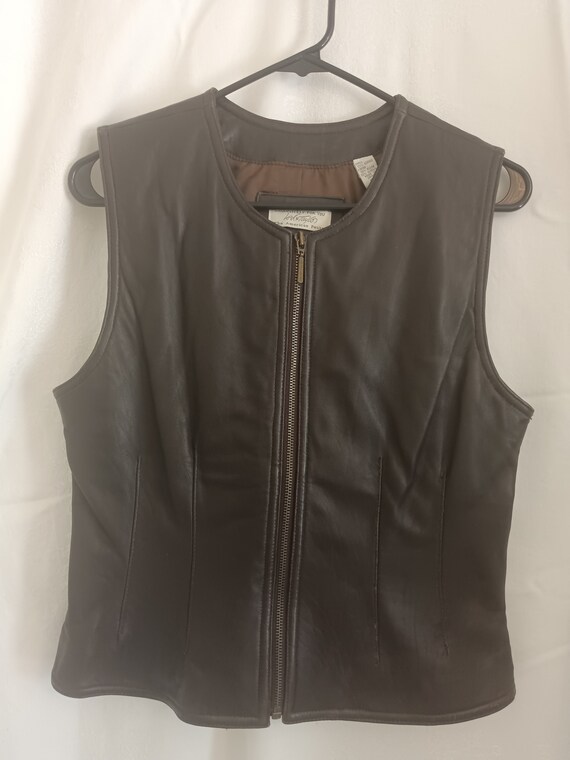 Vest, leather vest, designer vest, brown leather … - image 4