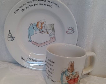 Wedgewood, England, plate and cup, Peter Rabbit, Frederick Warner, 1993 peter rabbit plate and cup, collectables, Peter Rabbit collection