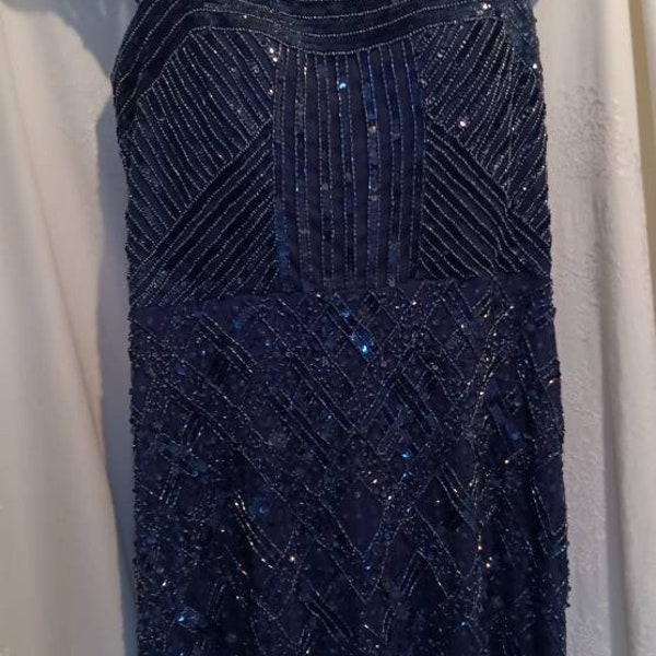 Dress, vintage party dress, women's sparkle dress, Adrianna Papell dress, designer dress, beaded evening wear, wedding dress, new years eve